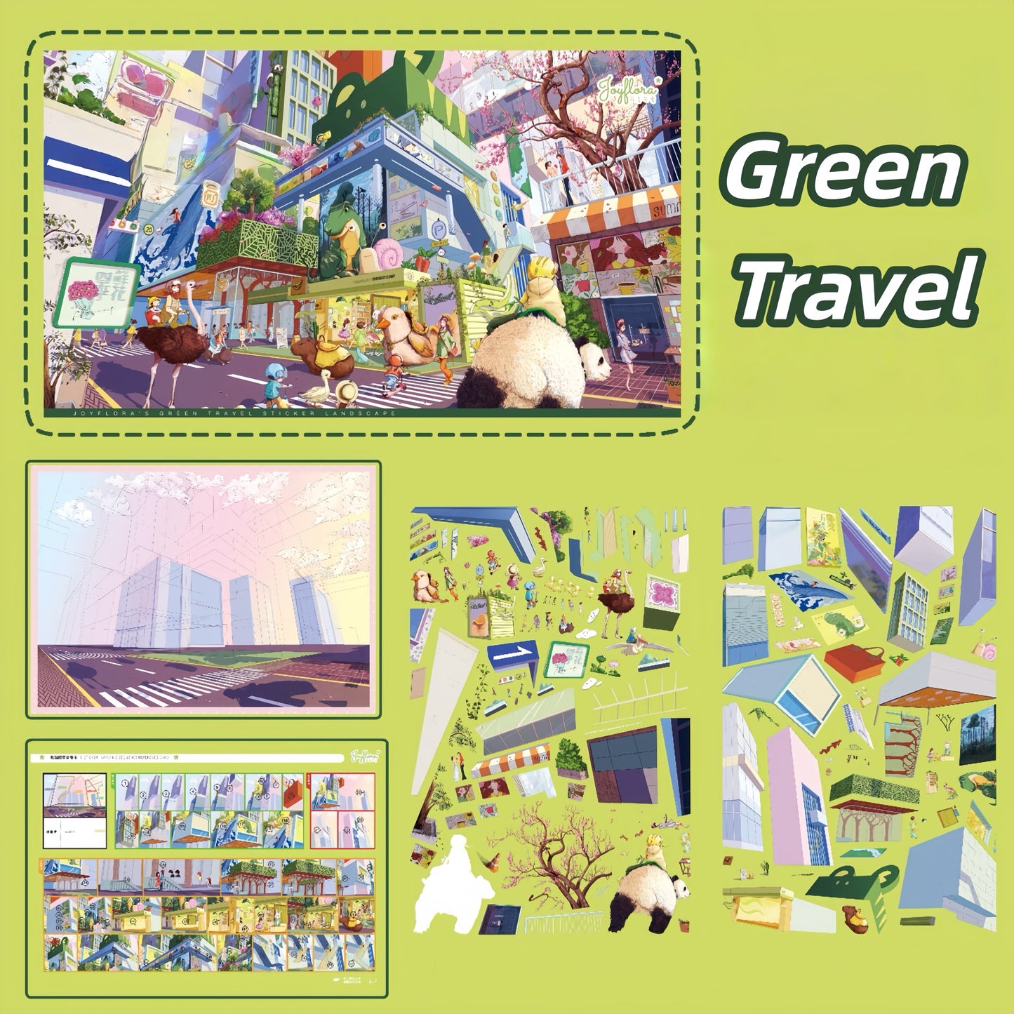 Green Life 3D Sticker | 2 Cute Miniature Scenes