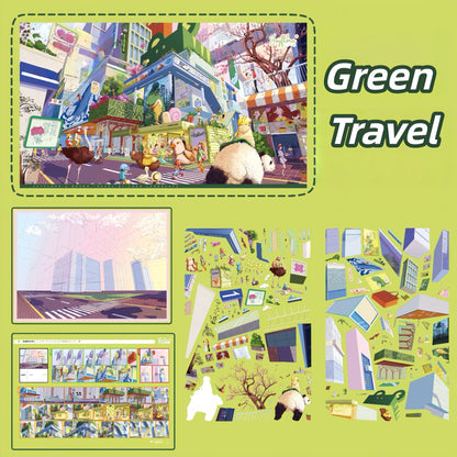 Green Life 3D Sticker | 2 Cute Miniature Scenes