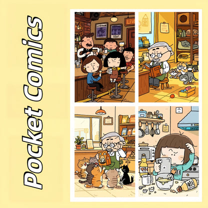Pocket Comics 3D Sticker | 4 Cute Miniature Scenes