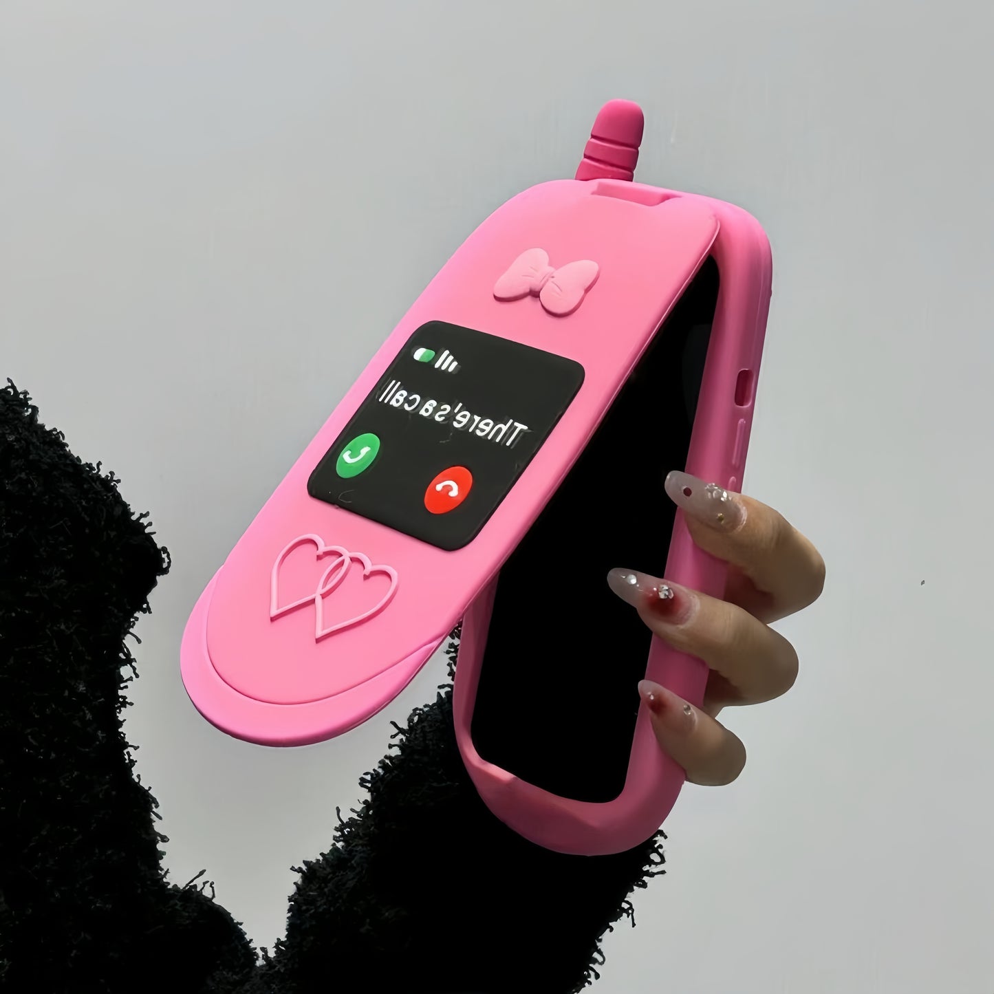 Flip Phone Makeup Mirror Silicone Phone Case
