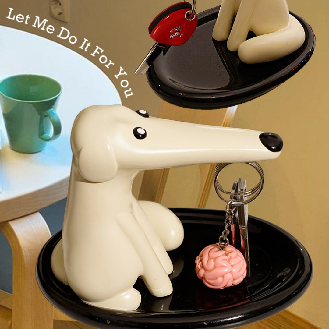 Long-Nose Dog Key Holder Magnetic Storage Entryway Desktop Tray