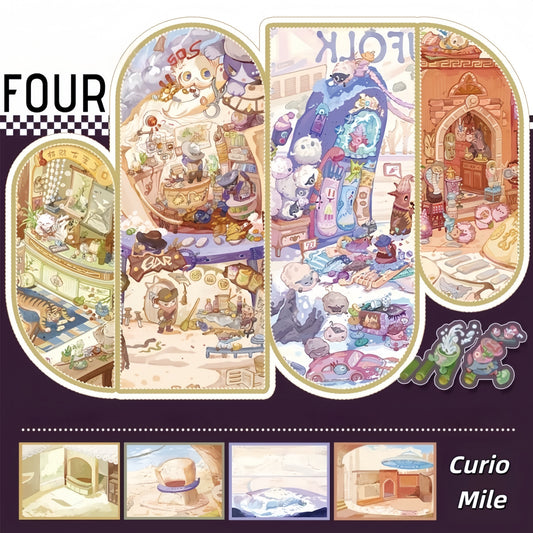 Curio Mile 3D Sticker | 4 Cute Miniature Scenes