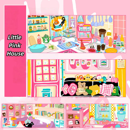 Little Pink House 3D Sticker | 4 Cute Miniature Scenes