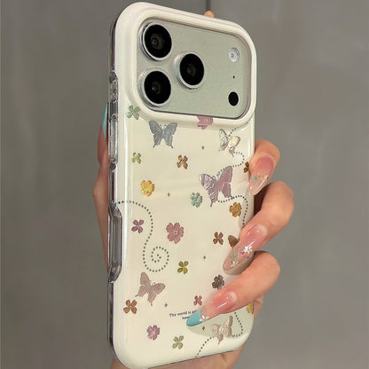 Cream White Flower Butterfly Acrylic Phone Case