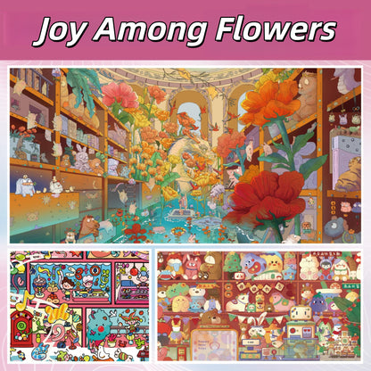 Joy Among Flowers 3D Sticker | 3 Cute Miniature Scenes