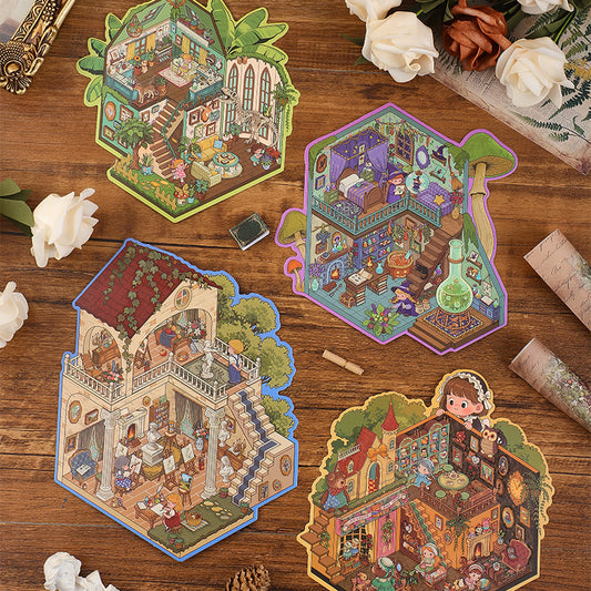 Magical House 3D Sticker | 4 Cute Miniature Scenes