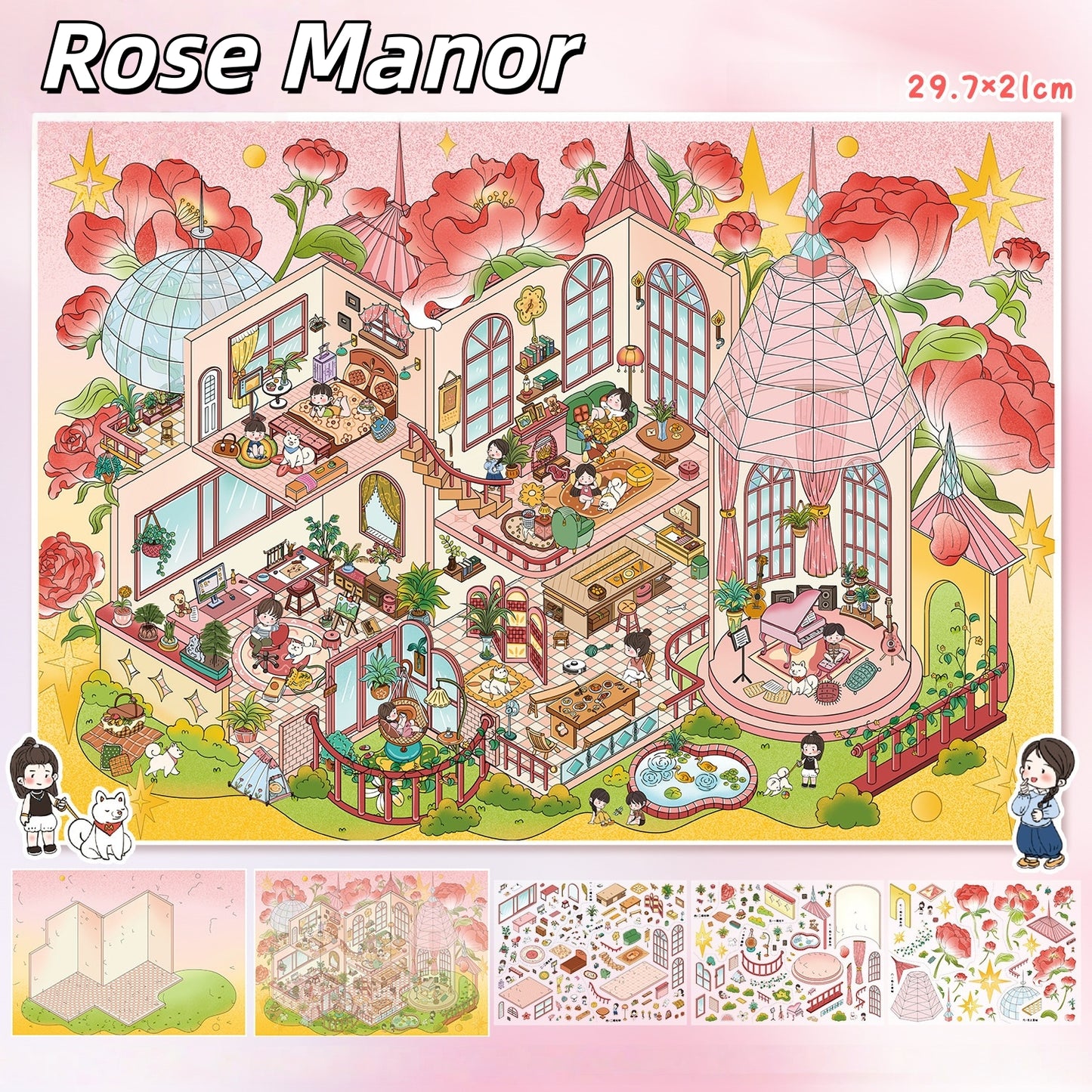 Dream House 3D Sticker | 2 Cute Miniature Scenes