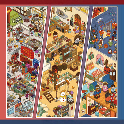 A New Year's Day 3D Sticker | 3 Cute Miniature Scenes