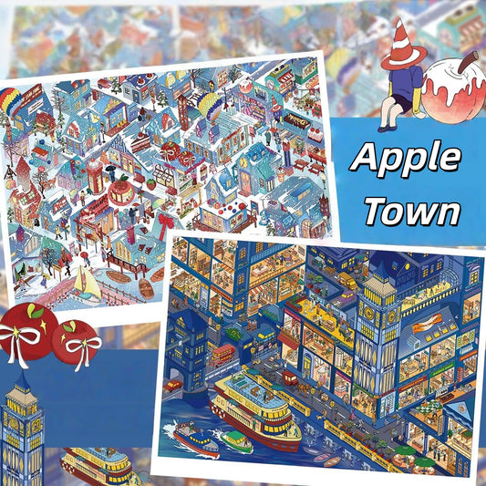 Apple Town 3D Sticker | 2 Cute Miniature Scenes