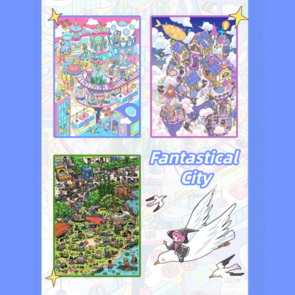 Fantastical City 3D Sticker | 3 Cute Miniature Scenes