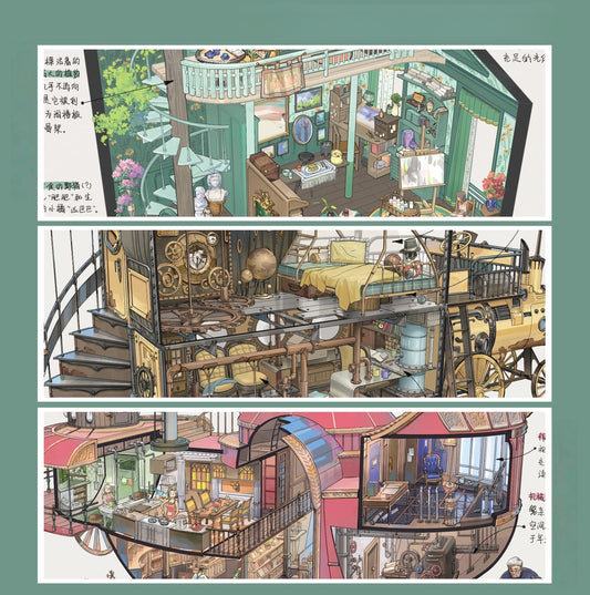 Architect's Draft 3D Sticker | 3 Cute Miniature Scenes
