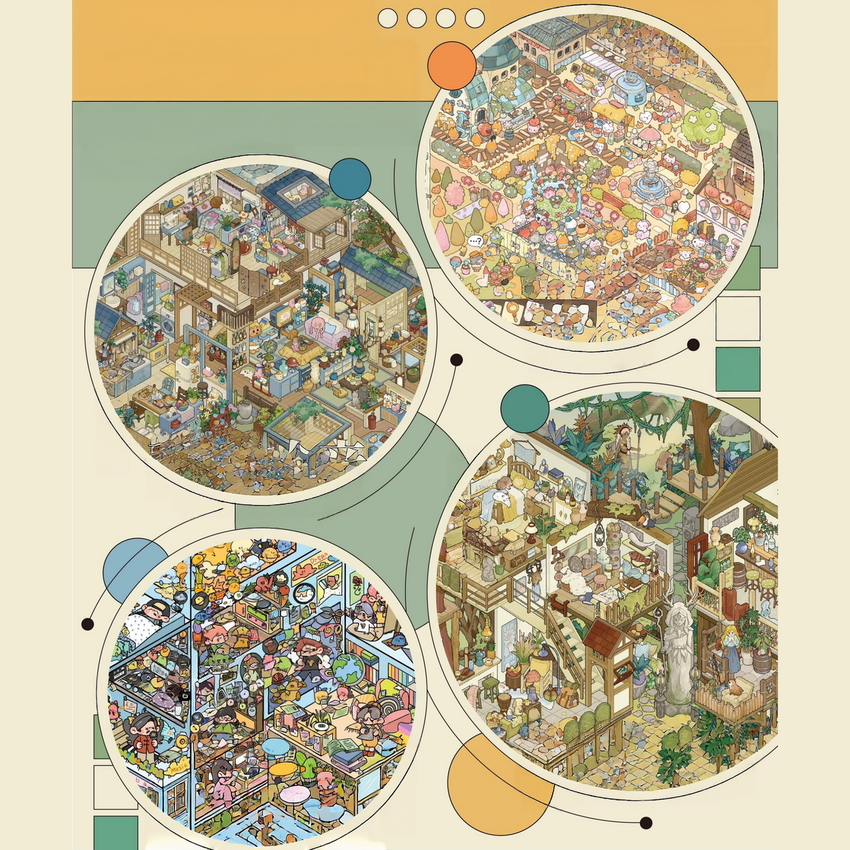 Whispers in the Valley 3D Sticker | 4 Cute Miniature Scenes