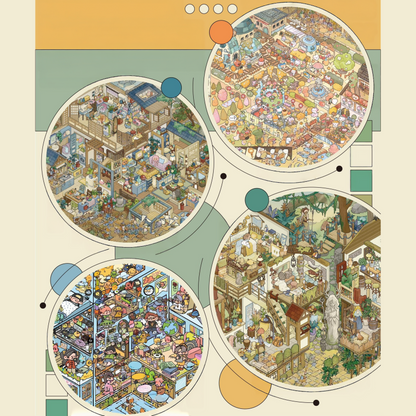 Whispers in the Valley 3D Sticker | 4 Cute Miniature Scenes