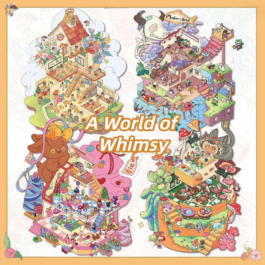 A World of Whimsy 3D Sticker | 4 Cute Miniature Scenes