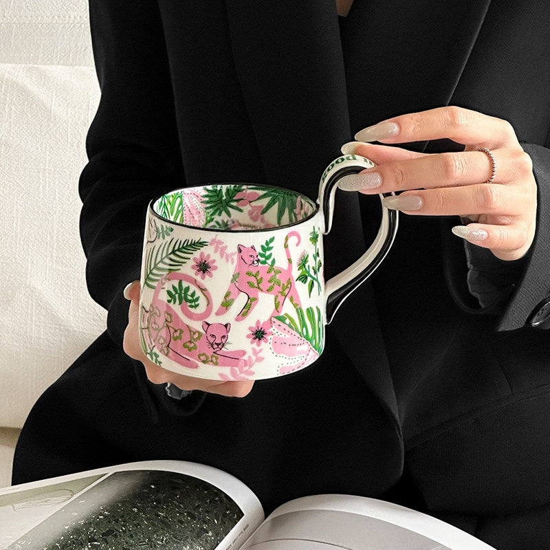 Pink Leopard Rainforest Adventure Ceramic Mug