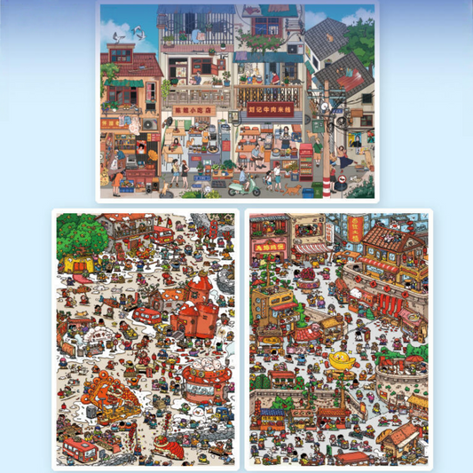 New Year Street 3D Sticker | 3 Cute Miniature Scenes