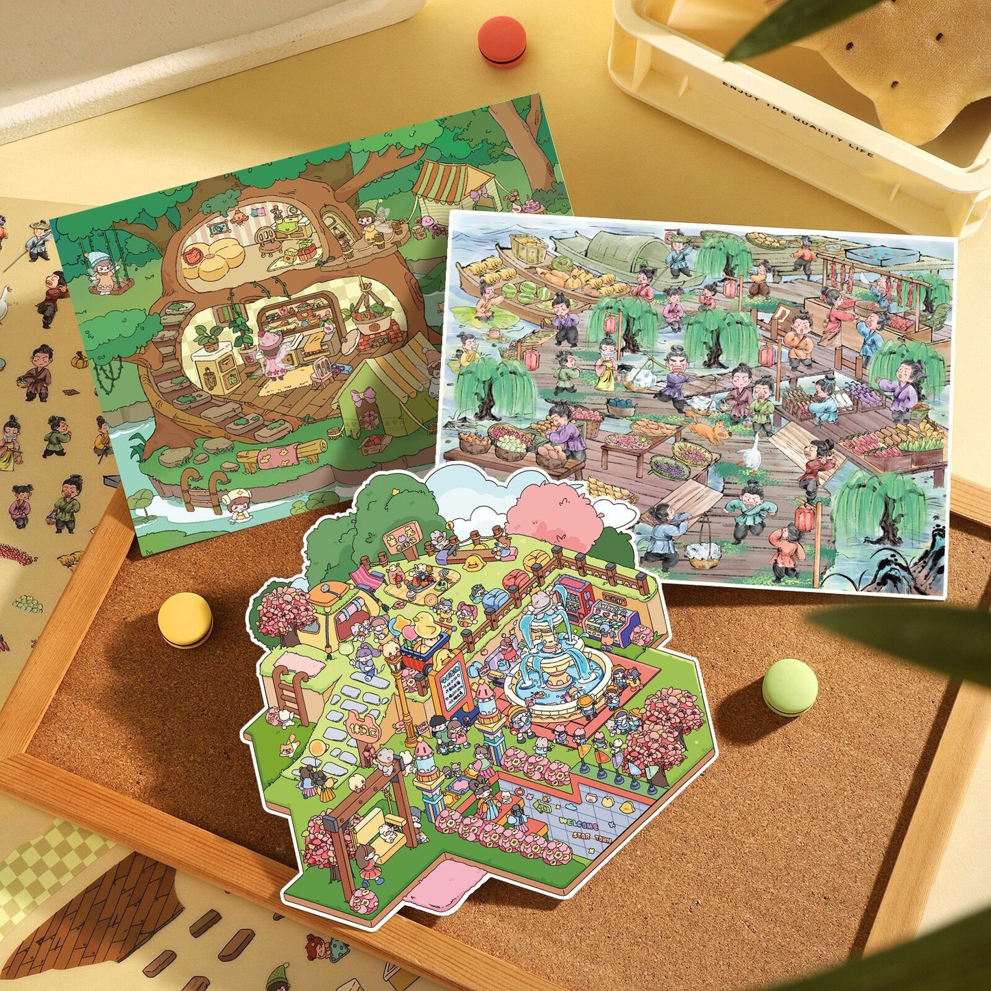 Whimsical Life 3D Sticker | 3 Cute Miniature Scenes