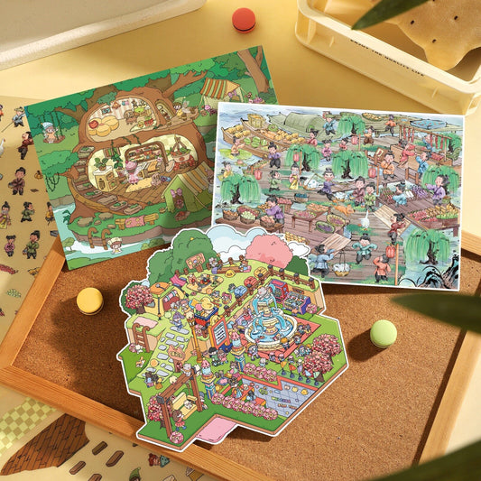 Whimsical Life 3D Sticker | 3 Cute Miniature Scenes