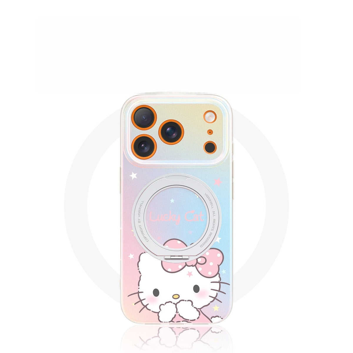 Colorful Star Cover-Mouth Kitty Acrylic Phone Case