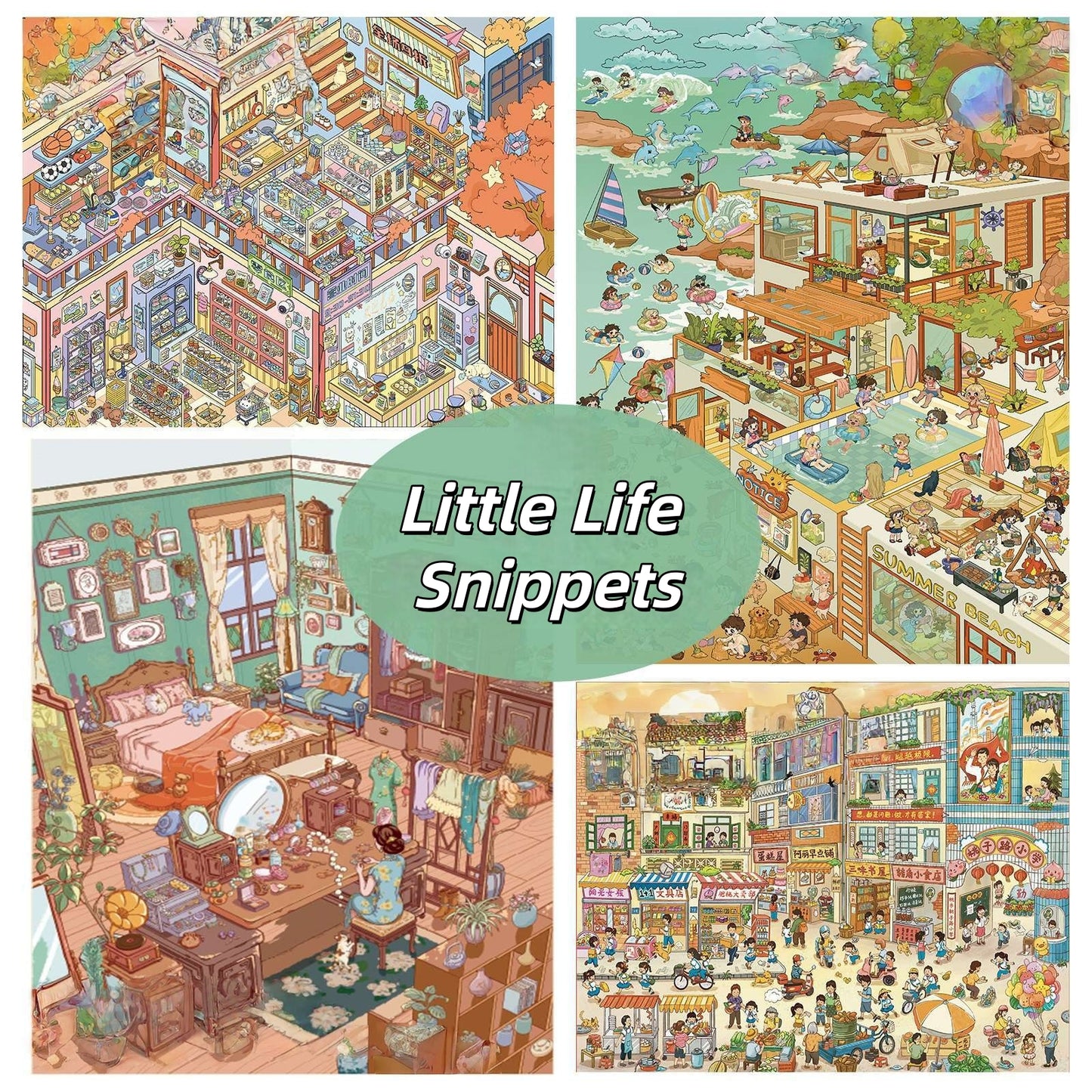 Little Life Snippets 3D Sticker | 4 Cute Miniature Scenes