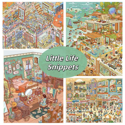 Little Life Snippets 3D Sticker | 4 Cute Miniature Scenes