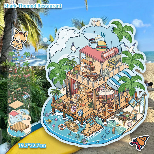 Shark-Themed Restaurant 3D Sticker