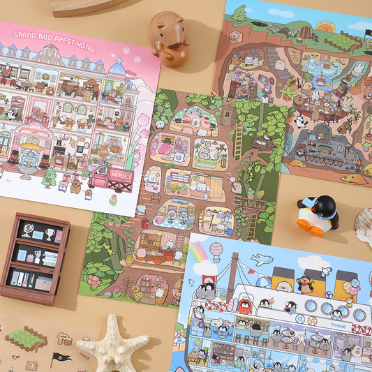 Dream Dwellings 3D Sticker | 4 Cute Miniature Scenes