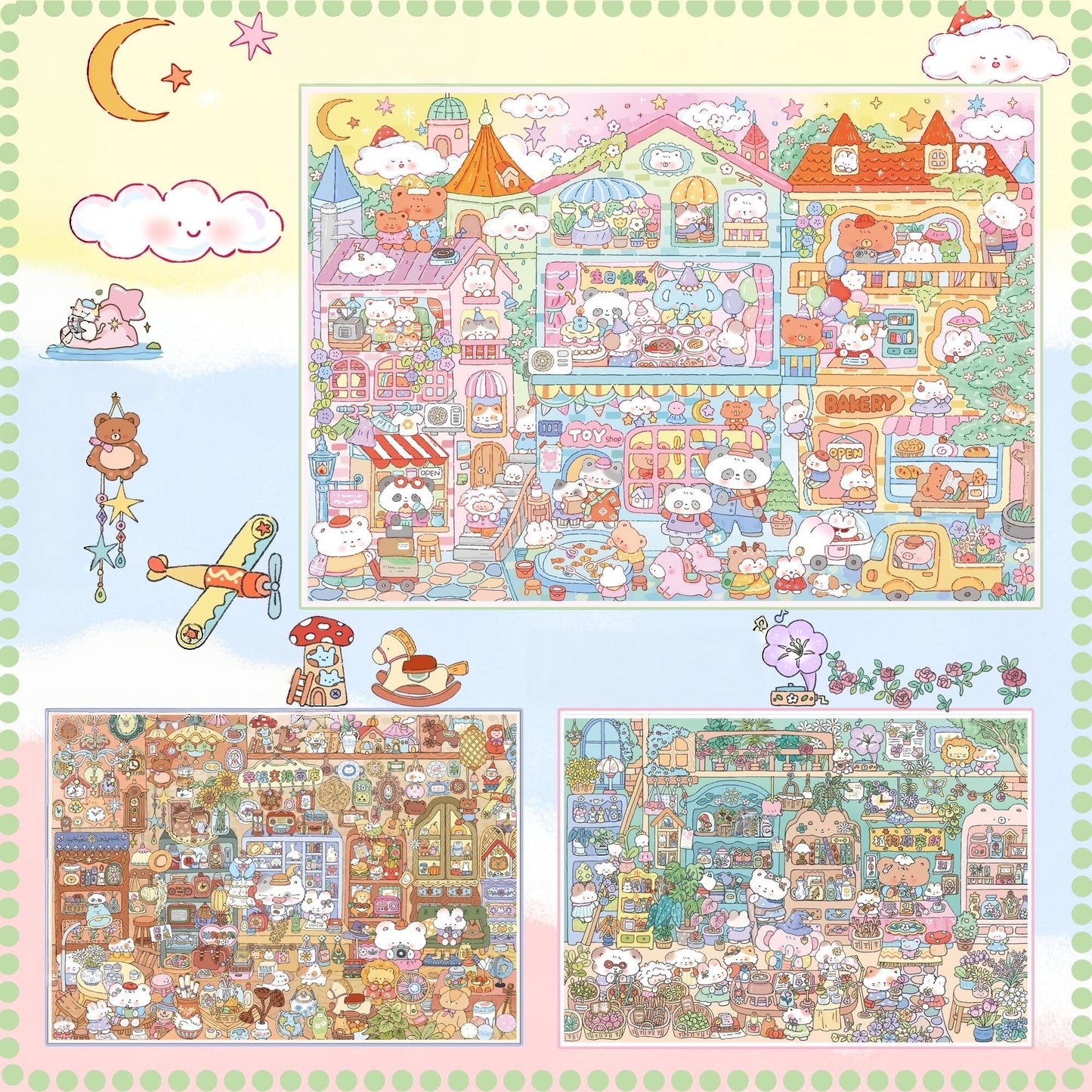 Whimsical Corners 3D Sticker | 3 Cute Miniature Scenes