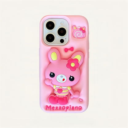 Piano Rabbit Stand Silicone Phone Case