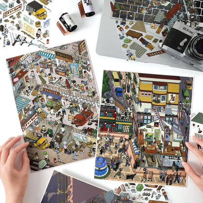 City Streetscape 3D Sticker | 3 Cute Miniature Scenes