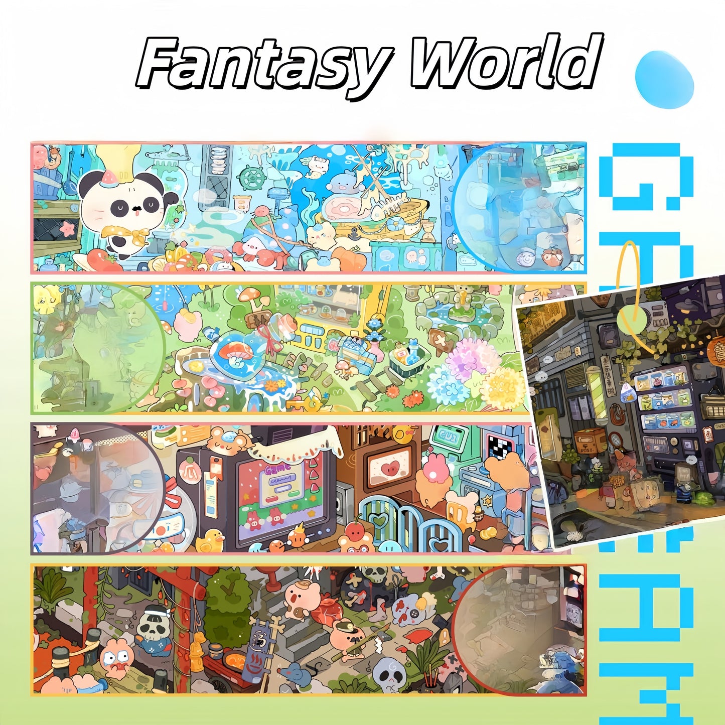 Fantasy World 3D Sticker | 4 Cute Miniature Scenes