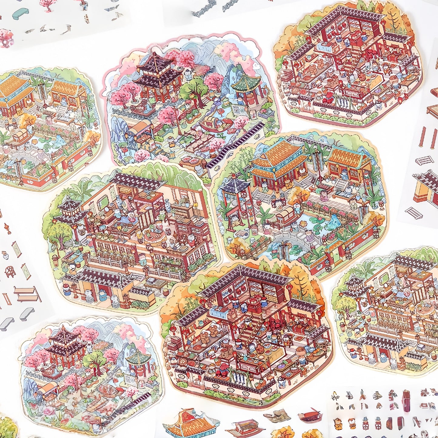 Realms of Serenity 3D Sticker | 4 Cute Miniature Scenes