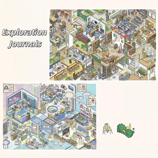 Exploration Journals 3D Sticker | 2 Cute Miniature Scenes
