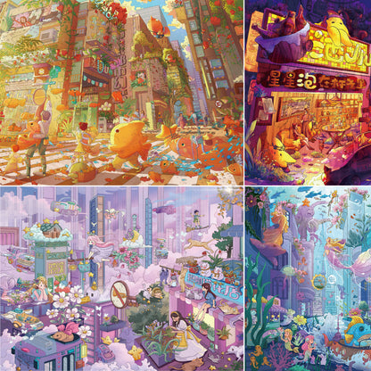 Sci-Fi City 3D Sticker | 4 Cute Miniature Scenes