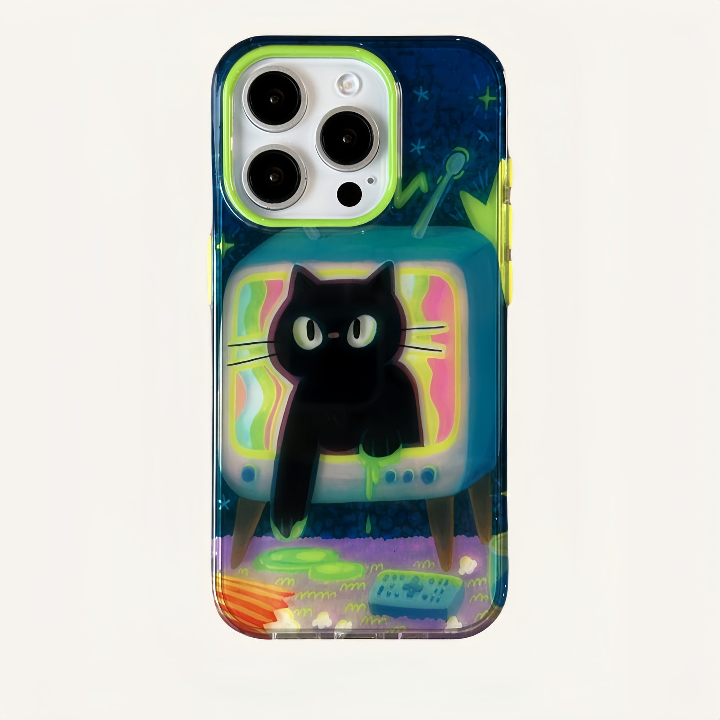 Black Cat Retro Television Acrylic Phone Case