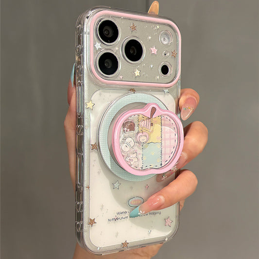 Colorful Star Pink Apple Magnetic Stand Acrylic Phone Case