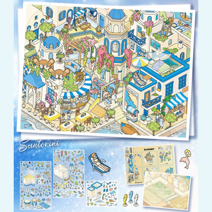 European Dreams 3D Sticker | 2 Cute Miniature Scenes