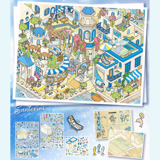 European Dreams 3D Sticker | 2 Cute Miniature Scenes