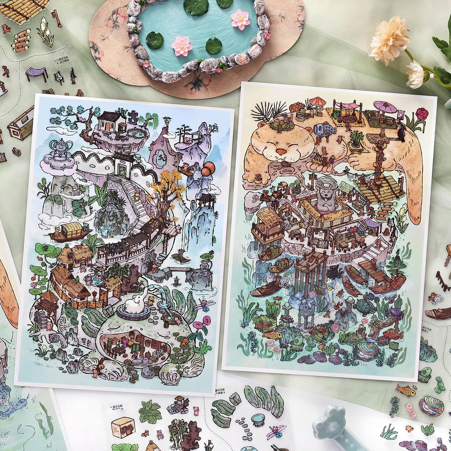 Mystic Isle 3D Sticker | 2 Cute Miniature Scenes