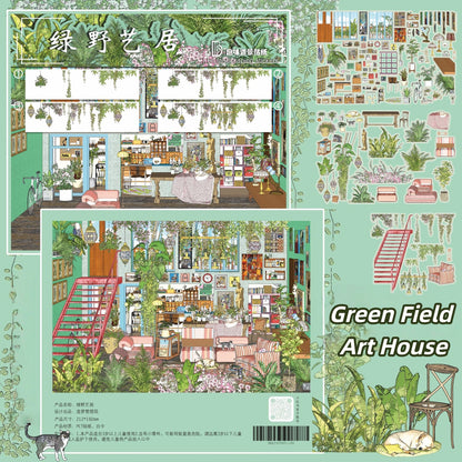 Green Field Art House 3D Sticker