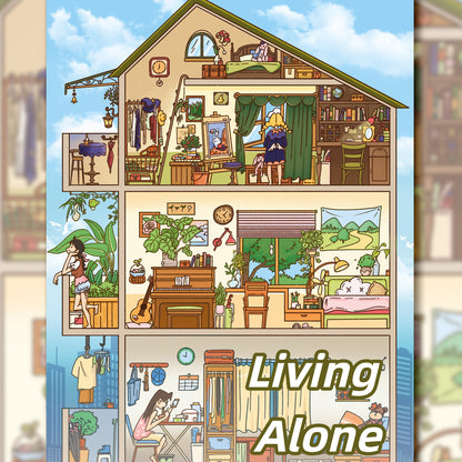 Girl's Dorm 3D Sticker | 2 Cute Miniature Scenes