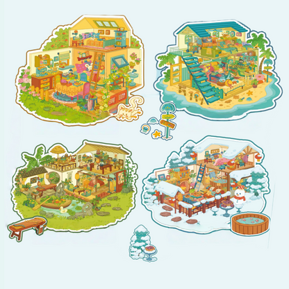 Dream Retreat 3D Sticker | 4 Cute Miniature Scenes