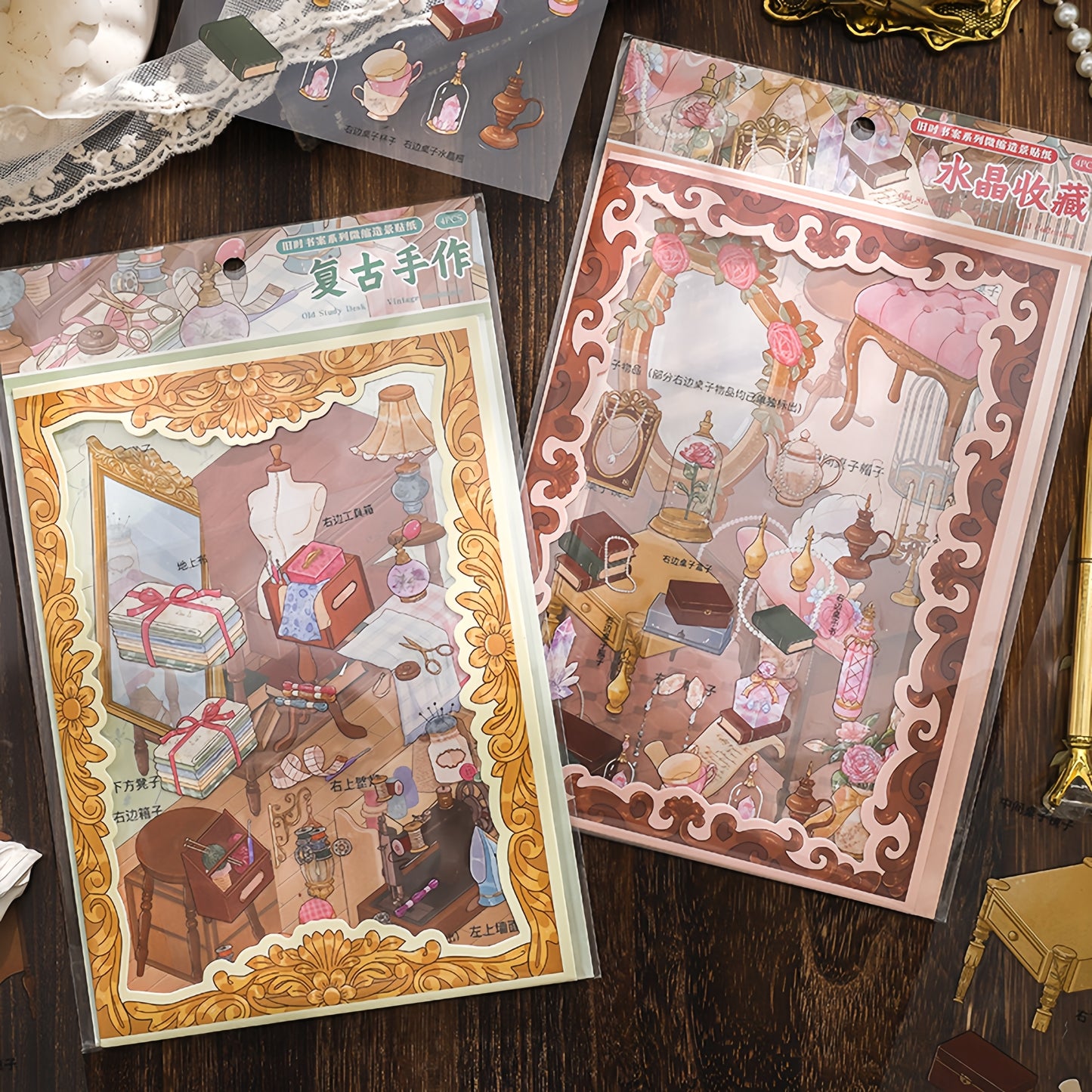 The Old Desk 3D Sticker | 2 Cute Miniature Scenes
