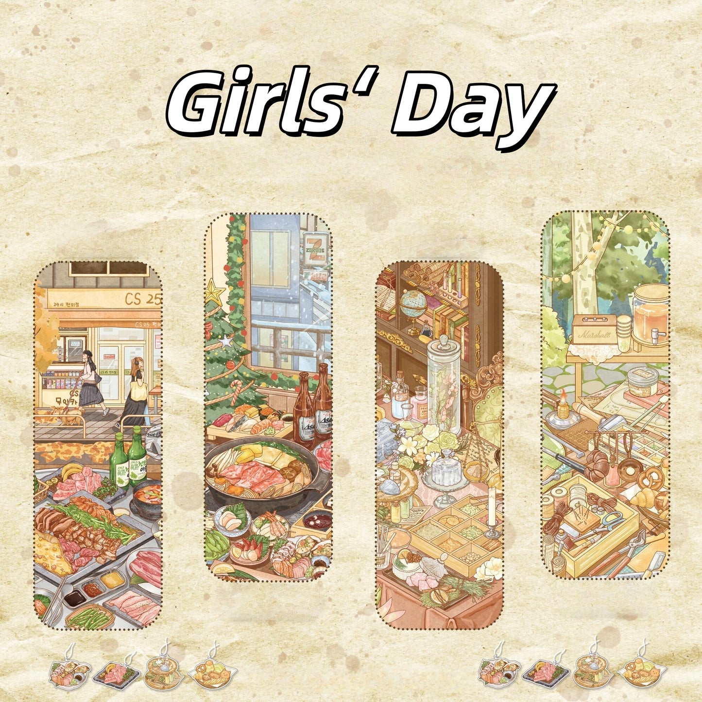 Girls‘ Day 3D Sticker | 4 Cute Miniature Scenes