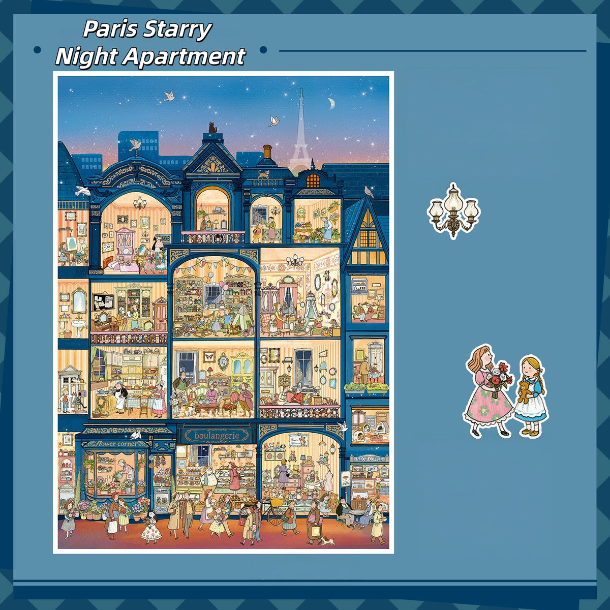 Paris Starry Night Apartment 3D Sticker