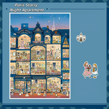 Paris Starry Night Apartment 3D Sticker
