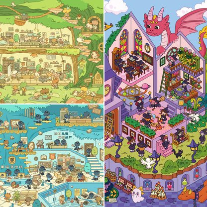 Magical Simulation Management 3D Sticker | 3 Cute Miniature Scenes