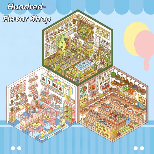 Hundred-Flavor Shop 3D Sticker | 3 Cute Miniature Scenes