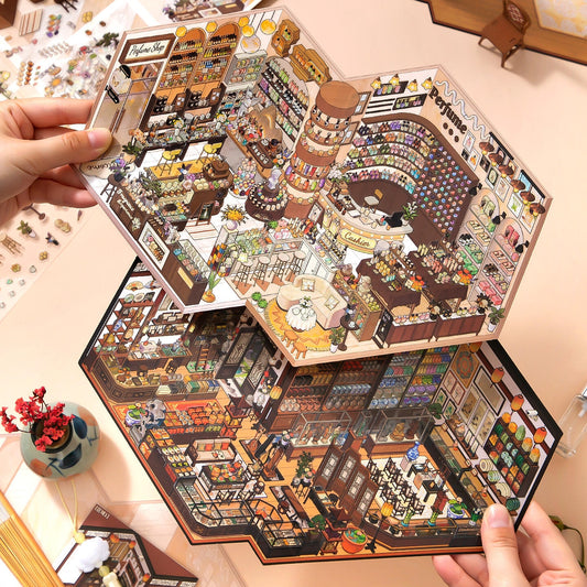 Quiet Shops 3D Sticker | 2 Cute Miniature Scenes