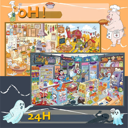 Spooky & Sweet 3D Sticker | 2 Cute Miniature Scenes